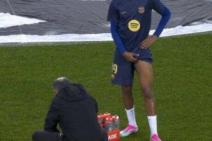 突发!亚马尔大腿受伤退出赛前热身